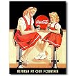 Nostalgic Coca Cola Tin Sign: 1940's Fountain