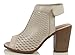 Soda Women's Kirby Perforated Peep Toe Slingback Stacked Heel Ankle Bootie