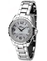 Womens Quartz Wrist Watch with Alloy Band & Rhinestone Ornament - Silver SWWM2-182571