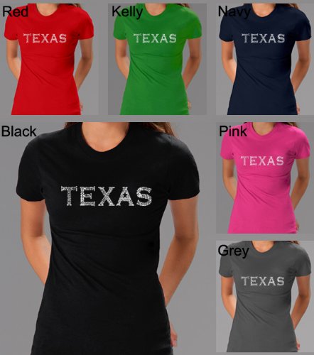 Women's PINK Texas Cities Shirt Small - Created Using the Most Popular Cities in Texas