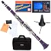 Mendini MCT-P B Flat Purple ABS Clarinet w/ Case, Tuner, Stand, Mouthpiece, Box of 10 Reeds, Cork Grease, & a Pair of Gloves
