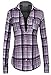 Women's Classic Collar Button Down Long Sleeve Lightweight Cotton Plaid Shirt