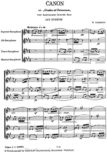 Canon for Saxophone Quartet by Muzio Clementi