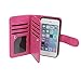 xhorizon Premium Leather Magnetic Detachable Folio Phone Wallet Case with Multiple Card Slots for iPhone 5/5S - Rose Red