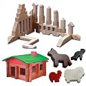 Haba Wooden Building Blocks Basic Set Plus Additional 50 Piece Construction Log Set And Wooden Animal Set