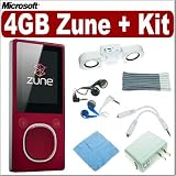 Microsoft Zune 4 GB Digital Media Player Red (2ND Generation) Plus MP3 Acessory Outfit