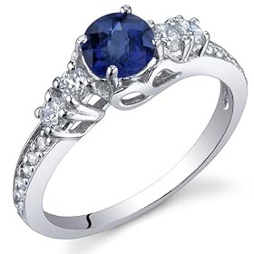 Enchanting 0.75 Carats Blue Sapphire Ring in Sterling Silver Size 5 Free Shipping
