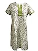 Womans Indian White Cotton Tunic Designer Printed Kurti Dress M