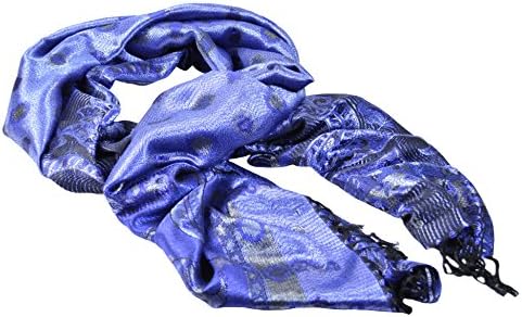 Cajon Shiny Yarn Jacquard Evening Wrap, One Size, Blue