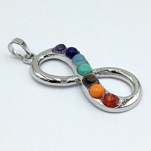 ROVAO 7 Chakra Crystal Infinity Power Healing Point Chakra Pendant with 22" Stainless Steel Chain for Necklace