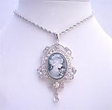 Lady Cameo Pendant Silver Casting Pendant w/ Cubic Zircon Embedded & Dangling Gift Box (BRAND NEW)