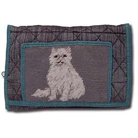 Claws Collection White Cat Kitty Kitten Large wallet / Handbag Quilted QW-307
