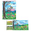 eeBoo Bird and Tree Sketchbook and 48-pk. Pastel Art Set