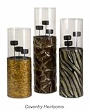 Exotic Votive Candle Holders with Glass Sleeve - Set of 3