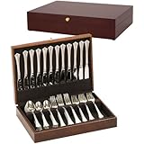 Reed & Barton Flatware Chest Mahogany Finish Brown Tarnish Proof Fabric Lining Brass Lid Hardware