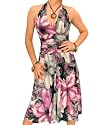 Blue Banana Purple and Grey Patterned Halter Neck Dress