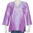 Long Sleeve Purple Shirt Womens Silk Top Blouse Embroidery Size M