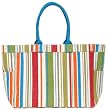 Cotton Colorful Striped Beach Bag with Cotton Cord Handle 18"x14"x6"