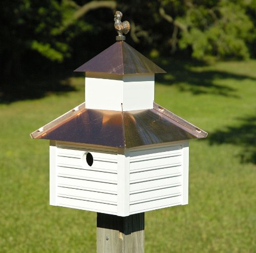 Rusty Rooster Bird House Copper Roof