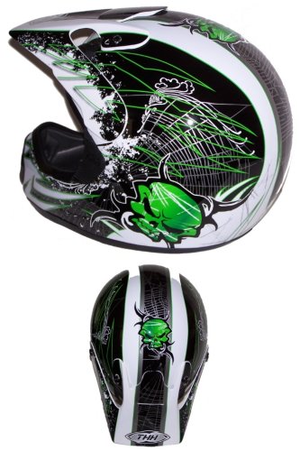 MotoCross Helmet TX-10 THH Skull Design Green