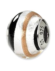 Sterling Silver Reflections Silvr/Gold/Black Italian Murano Bead