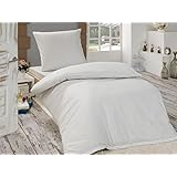 2-teilige **EXKLUSIV** Renforc&eacute; Bettw&auml;sche 135x200 UNI Farbe (WEISS)