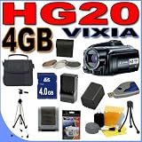 Canon Vixia HG20 60GB Hard Drive HD Camcorder 12x Optical Zoom Plus 4GB SDHC Memory Card - Extra Rechargeable Battery - 3pc. Filter Kit - Quick External Charger - Full Size Tripod - HG-20 3085B001 BigVALUEInc Accessory Saver Bundle + MORE