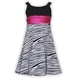 Rare Editions LITTLE GIRLS 4-6X BLACK WHITE PINK ZEBRA ANIMAL STRIPE BUBBLE SKIRT Special Occasion Wedding Party Dress