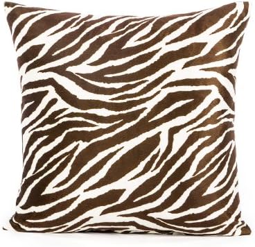 16" X 16" Dark Brown &amp; Cream Microfiber Zebra Pattern Throw Pillow Cover