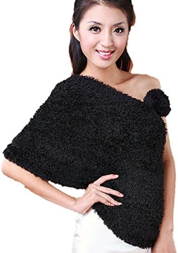 Women's Fashion Magic Scarf Soft Shaggy Knit Infinity Shawl Neck Warmer Cardigan Multiple Style Wrap (black)