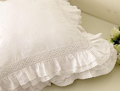1pc Country Rustic Style Four Layeers Ruffle with Lace Cotton Decorative Cushion Cover201401 (50cm x 50cm)
