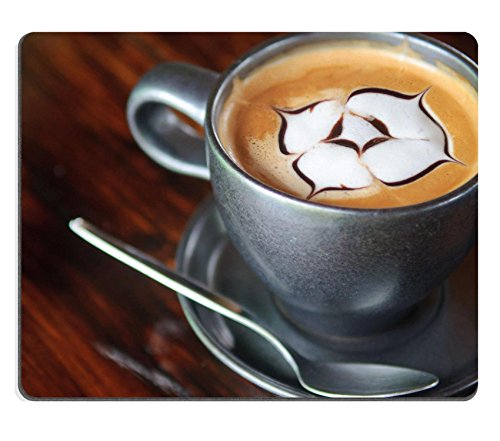 Mousepads Latte art in a ceramic cup on the wood background IMAGE 23769672 by MSD Mat Customized Desktop Laptop Gaming Mouse Pad