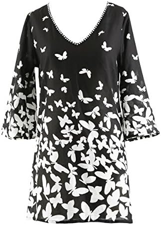 Plus Size Cover-Ups Flutterby V-Neck Tunic -Black