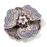 Silver-Tone or Gold-Tone Colorful Pansy Brooch Pin