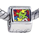 Pugster Mother's Day Gifts Pugster® Pandora Style Bead Word Autism Photo Love European Charm Beads Fits Pandora Bracelet