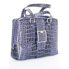 Croc effect ladies laptop bag tote handbag - Blue