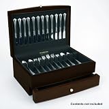 Reed & Barton Falmouth One Drawer Flatware Chest, Espresso/Brown Leather Inlay