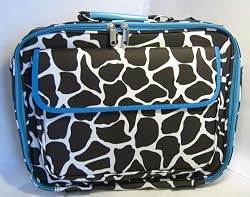 Giraffe Print Blue Trim Padded Laptop Bag