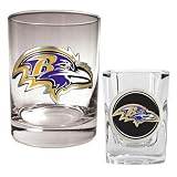 Baltimore Ravens NFL Rocks Glass & Shot Glass Set - Primary logo