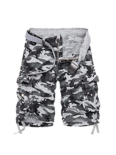 Men's Cotton Beach Pockets Camo Print Cargo Shorts