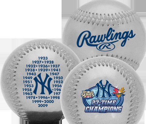 MLB New York Yankees 2009 World Series 27X Championship Baseball By K2