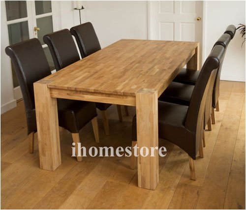 Ashley XL 2M OAK TABLE and 6 LEATHER DINING CHAIRS set
