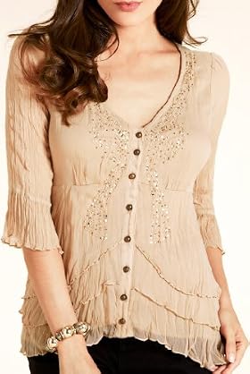 Per Una V-Neck Beaded Bow Blouse [T62-2709H-S]