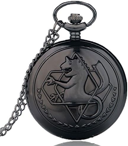 Inspire Jewelry Black Metal Fulmetal Alchemist Steampunk Pocket Watch With Necklace Chain Cartoon Watches