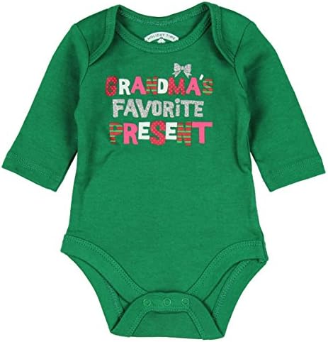 Assorted Santa, Reindeer Baby Boys &amp; Girls Christmas Bodysuit Dress Up Outfit (24 Months, GRANDMA'S FAVORITE PRESENT)