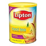 Lipton Sweetened Instant Tea Mix, Mango (makes10 Quarts), 28.3-Ounce Canister (Pack of 6)