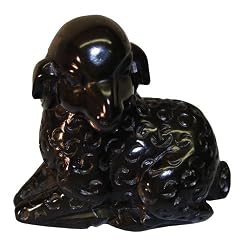 Lamb sculpture - hand carved black stone