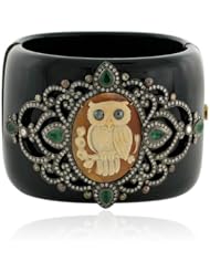 54*59mm Diamond Pave Gemstone Cameo Design Bangle Bracelet Antique Style Jewelry