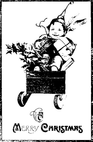 Merry Christmas vintage postcard rubber stamp