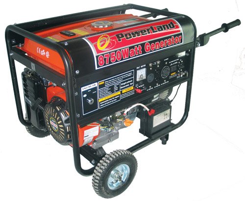 Powerland PD8500E 8750 Watt 16 HP OHV Gas Powered Portable Generator With Electric Start Wheel Kit